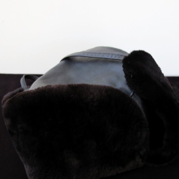 WINTER GIVE AWAY SALE! Jet Black Luxury Beaver Fur Jockey Trapper Hat, New - Picture 7 of 10